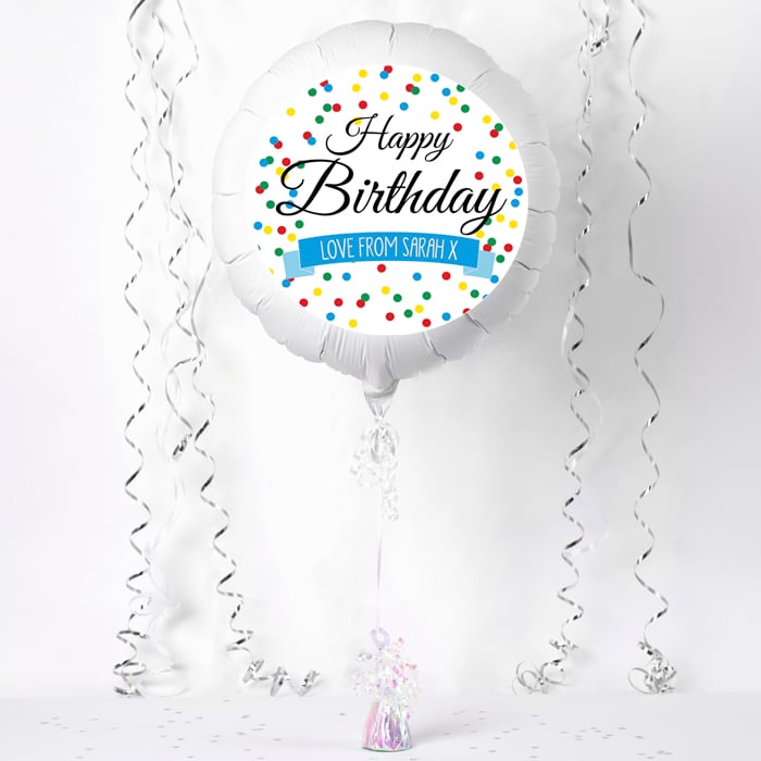 Personalised Large Helium Balloon - Happy Birthday, Spots
