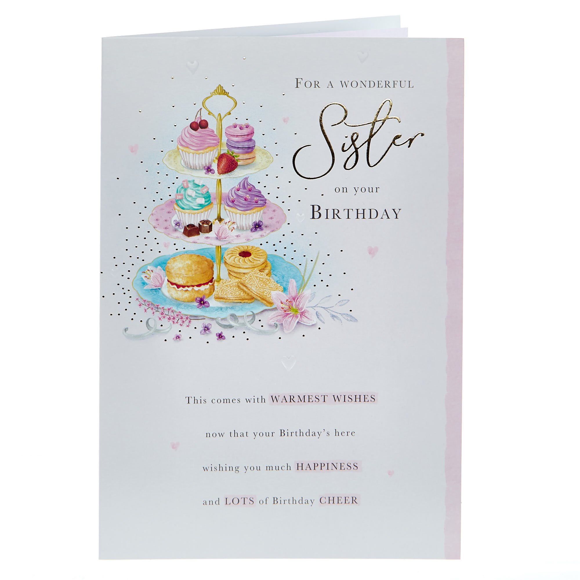 Birthday Card - Wonderful Sister Happiness & Cheer