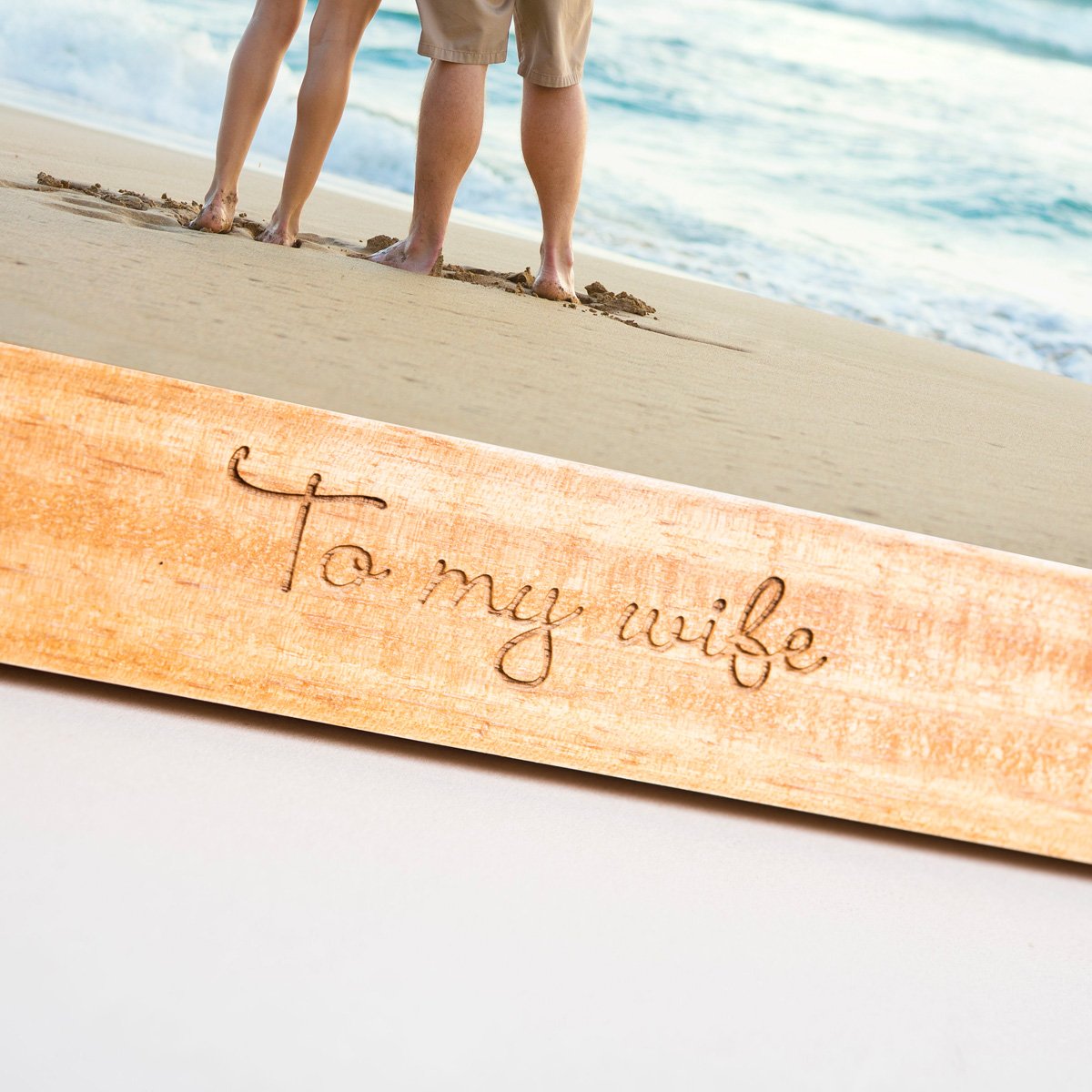 Personalised Engraved Wooden Photo Frame - Two Messages