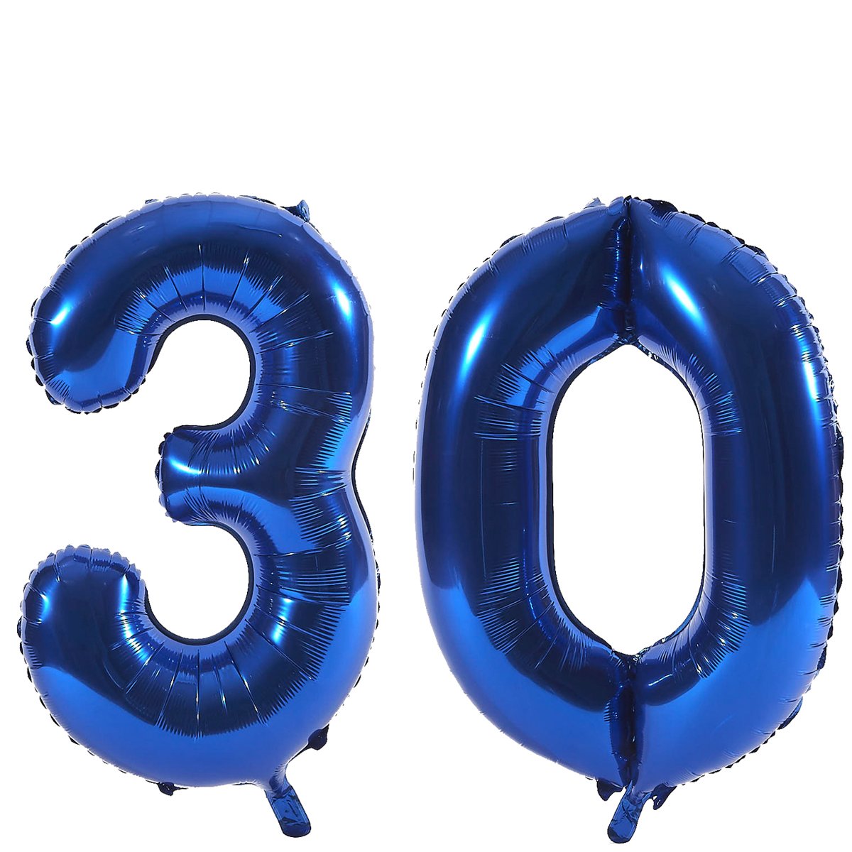 Age 30 Giant Foil Helium Numeral Balloons - Blue (deflated)