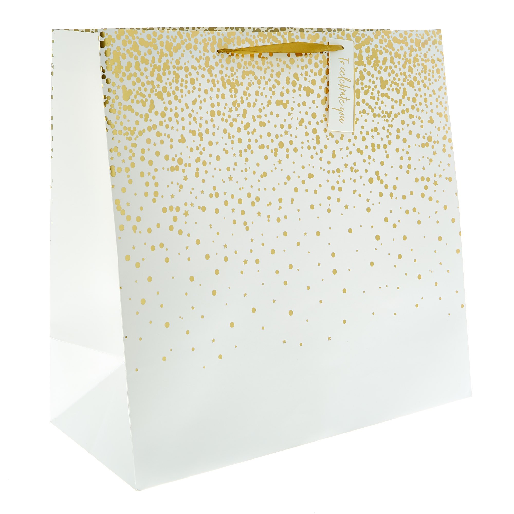 Extra Large Square Gift Bag - Gold Speckle Celebrate