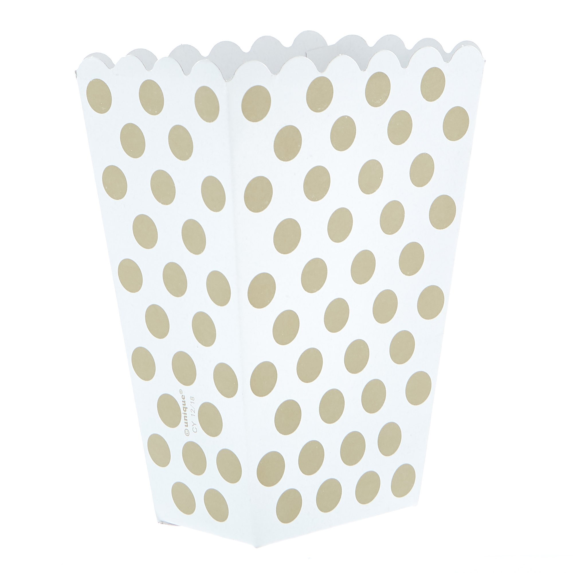 Gold & White Dotty Treat Boxes - Pack Of 8