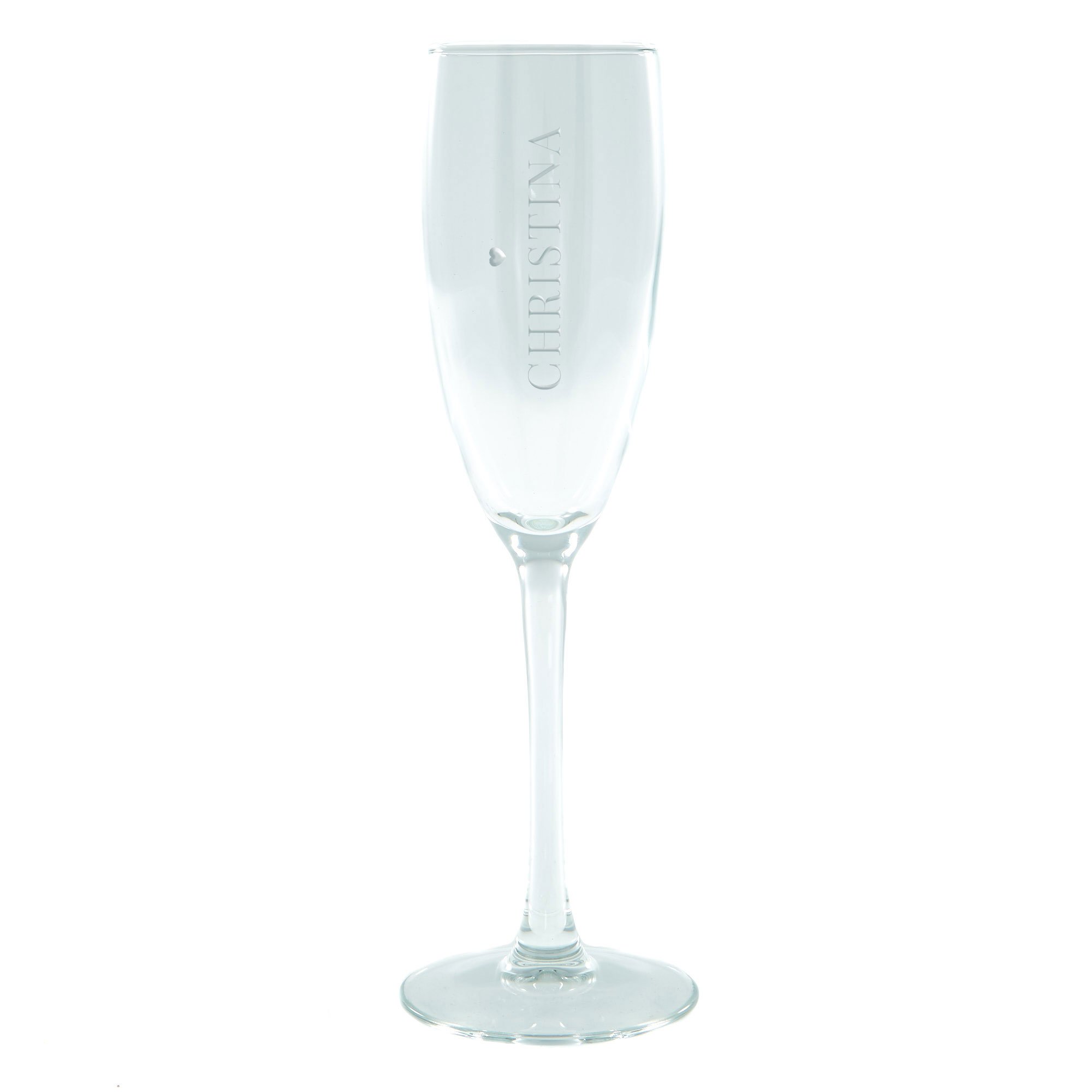 Personalised Engraved Champagne Flute - Heart & Name