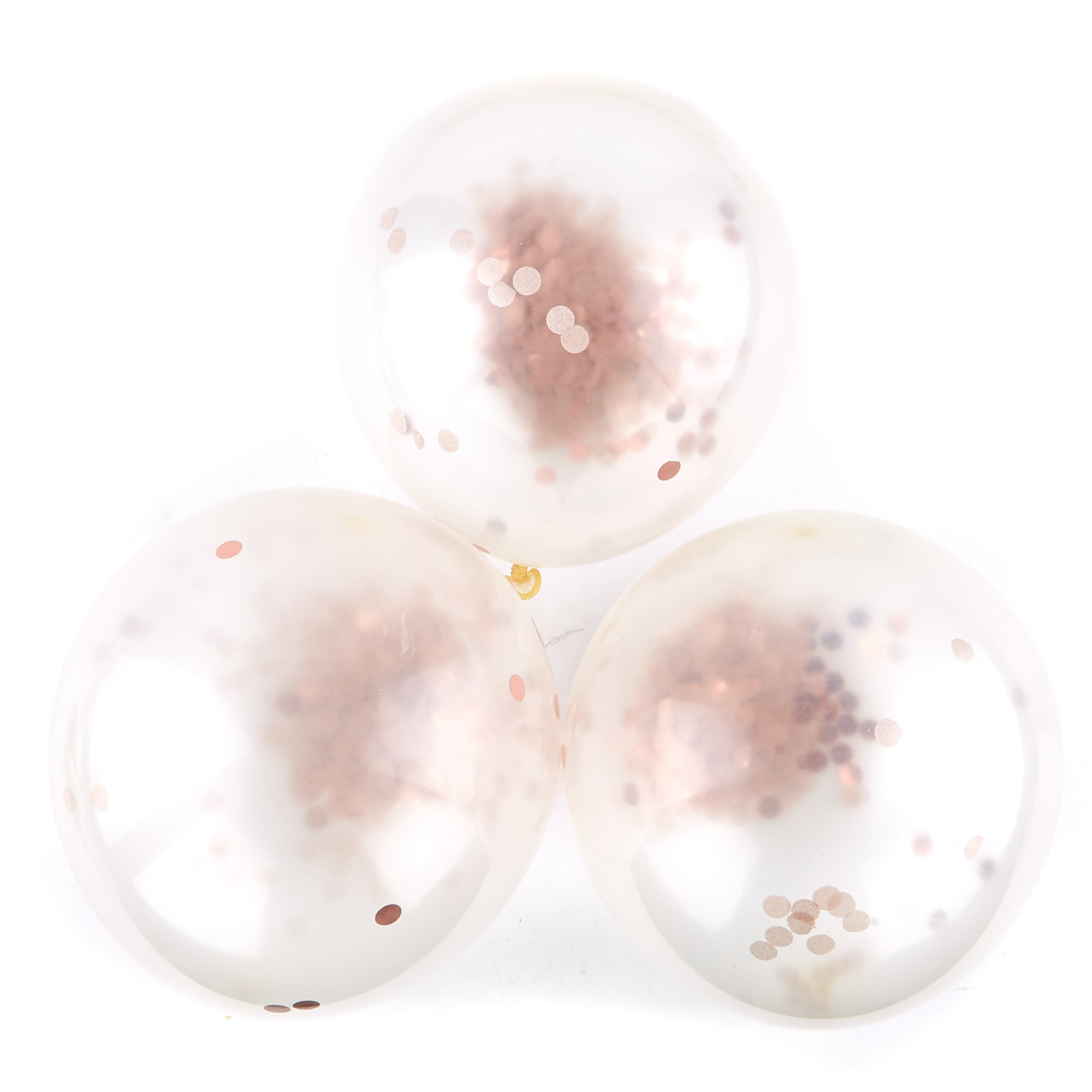 Clear Latex Balloons With Rose Gold Confetti - Pack Of 5