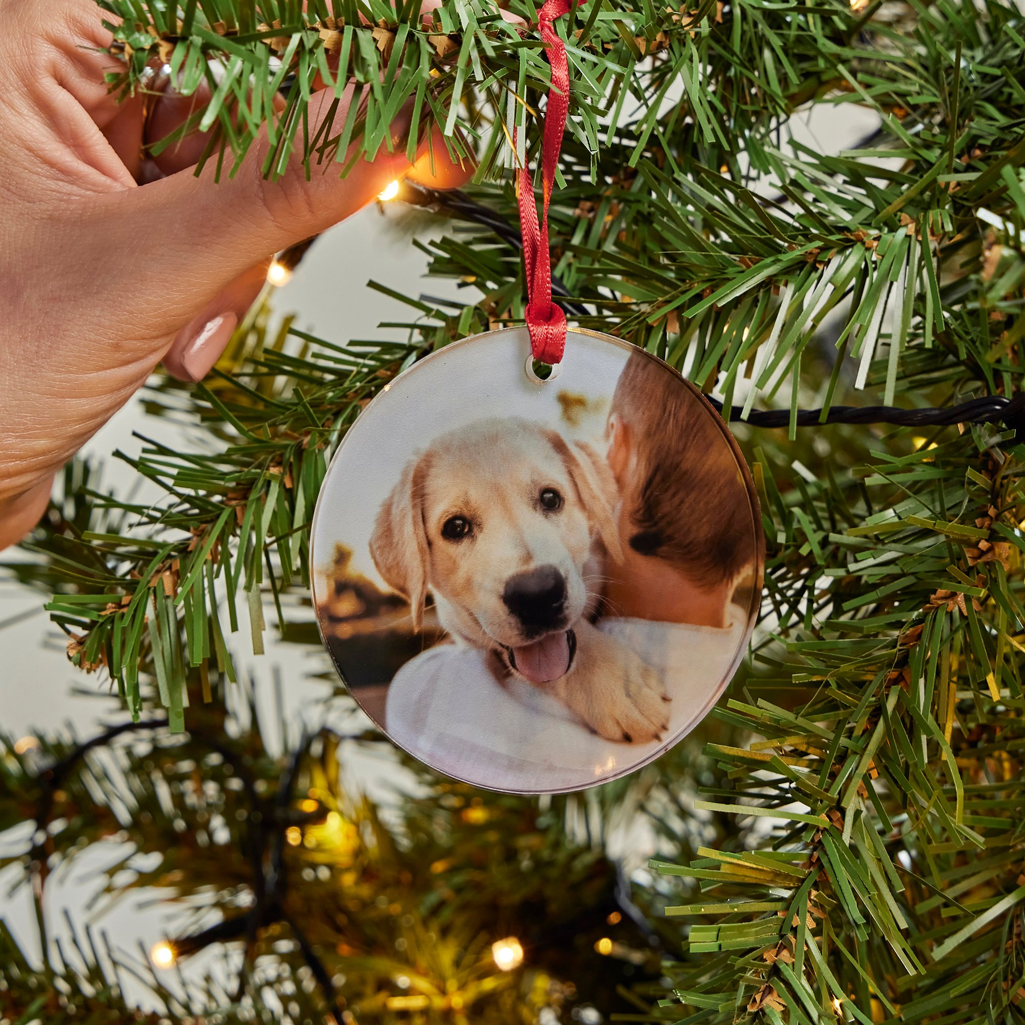 Photo Upload Round Acrylic Christmas Tree Ornament