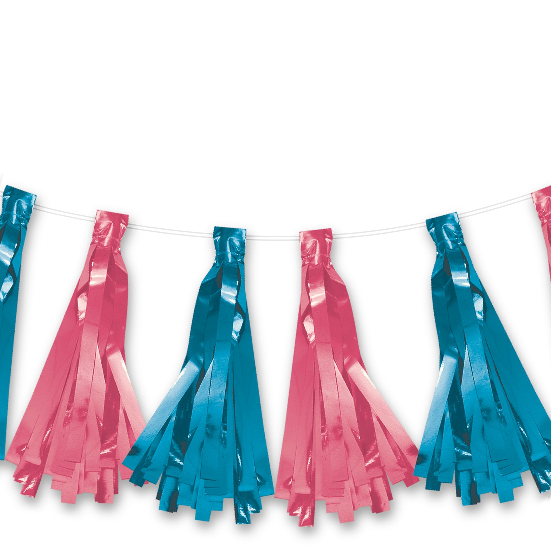 Blue & Pink Foil Tassel Gender Reveal Garland