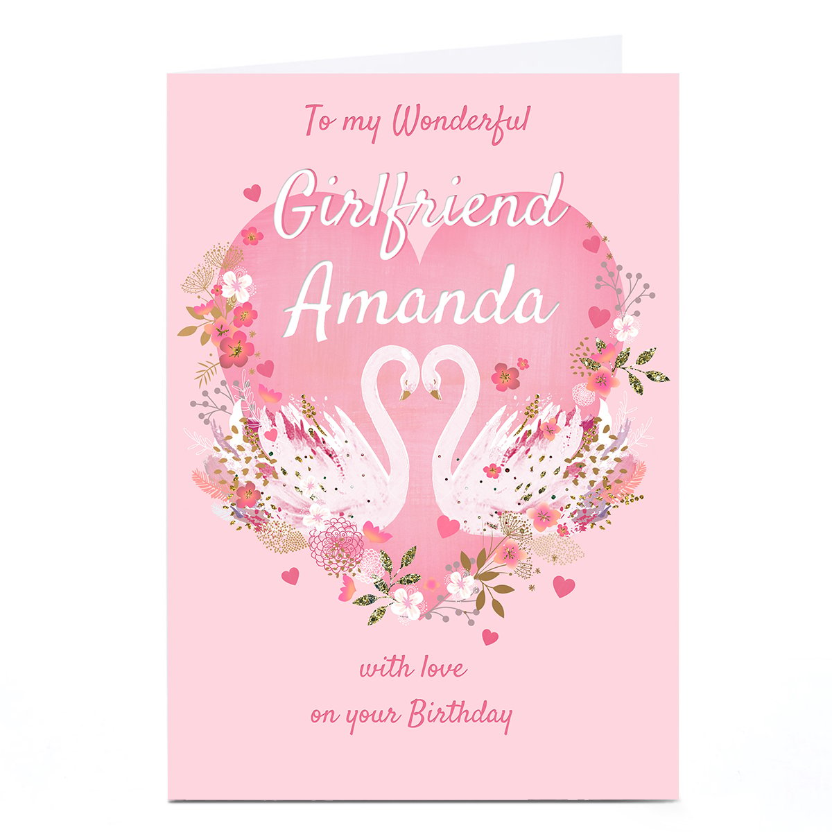 Personalised Kerry Spurling Birthday Card - Swans, Girlfriend