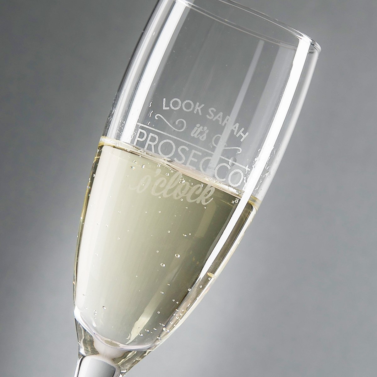 Personalised Engraved Champagne Flute - Prosecco O'clock