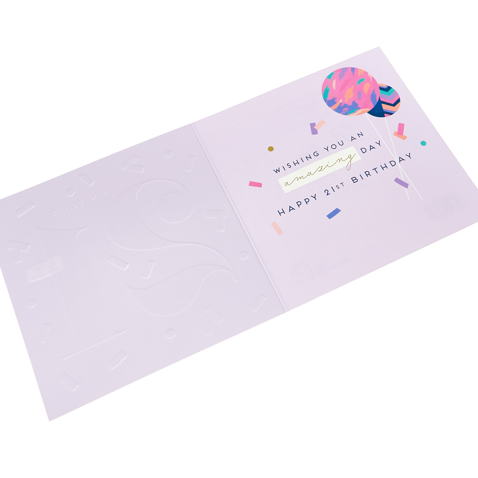 Boutique 21st Birthday Card - Pink & Purple