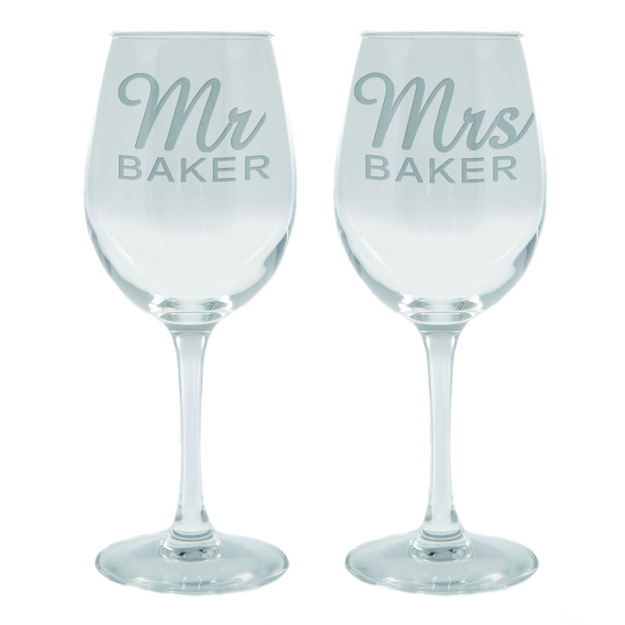 Personalised Set Of 2 Wine Glasses|Glassware - Mr & Mrs Name