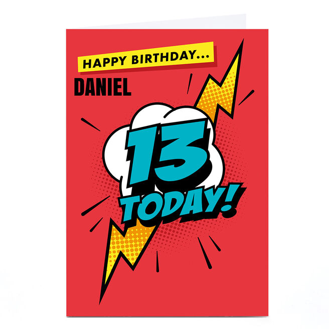 Personalised Hello Munki 13th Birthday Card - Comic Explosion