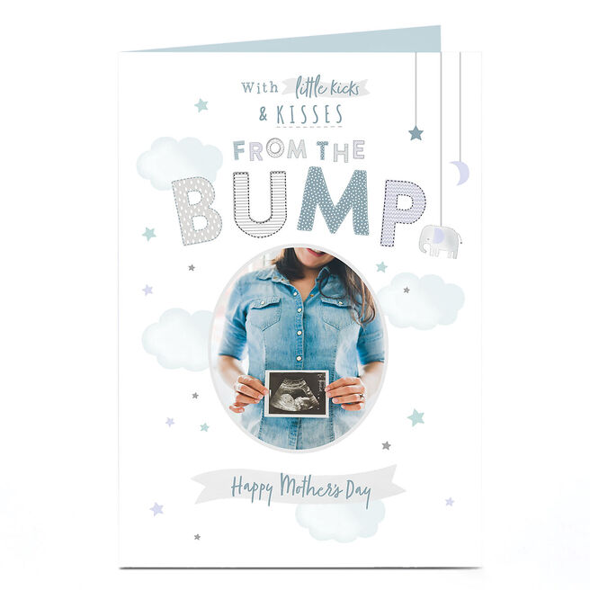 Photo Mother's Day Card - Kicks & Kisses From Bump