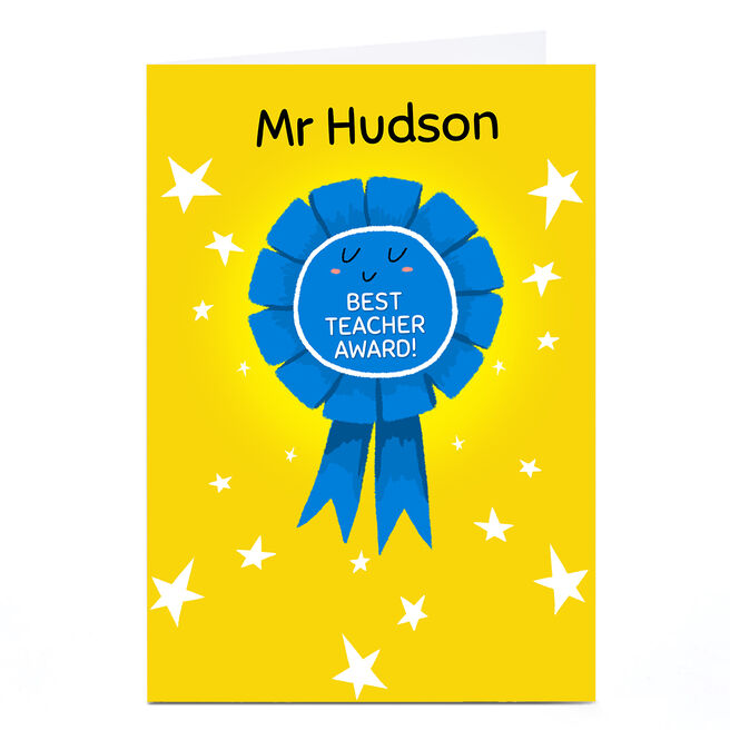 Personalised Hew Ma Card - Best Teacher Award