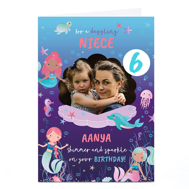 Personalised Birthday Card - Birthday Wishes under the sea Niece, Editable Age