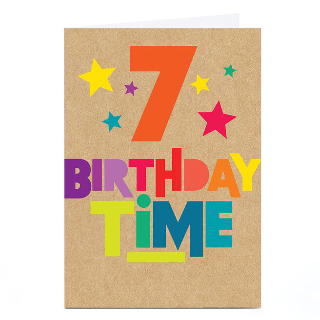 7th Birthday Card - Birthday Time Bright Stars