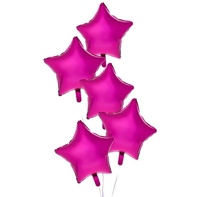 5 Pink Stars Balloon Bouquet - DELIVERED INFLATED!