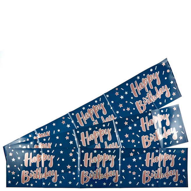 Holographic Blue Happy Birthday Party Banners - Pack Of 3 