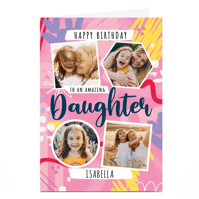 Photo Little Mono Birthday Card - Amazing Daughter