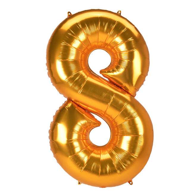 JUMBO 53-Inch Gold Foil Number 8 Balloon (Deflated) 