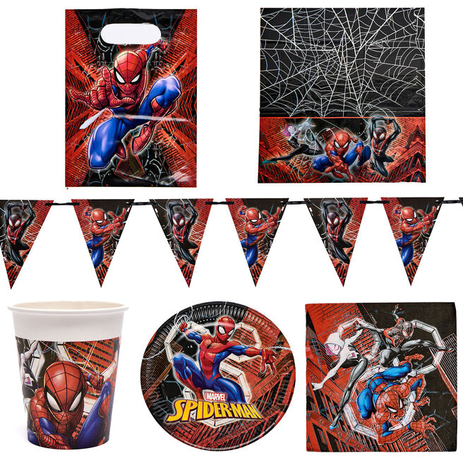 Spider-Man Crime Fighter Party Tableware & Decorations - 16 Guests