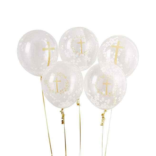 Cross Confetti 12-Inch Latex Balloon - Pack of 5