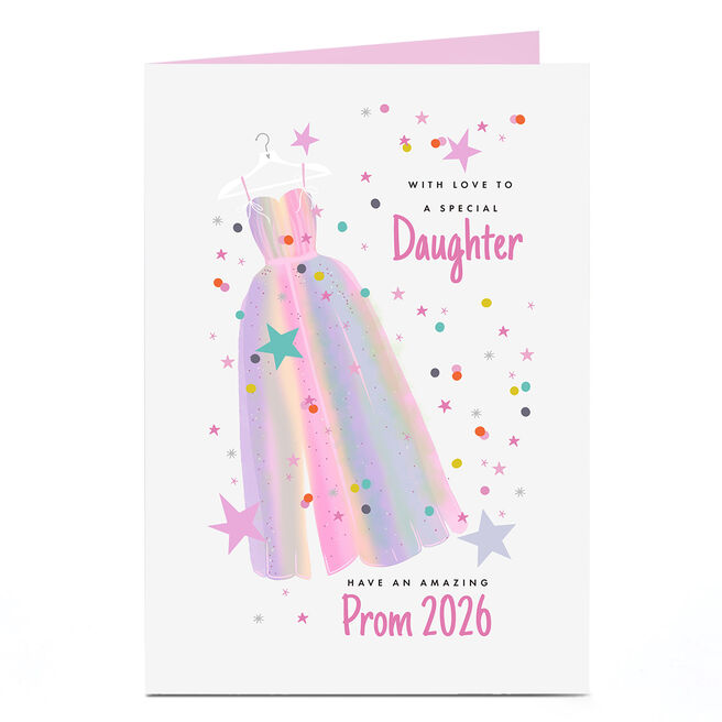 Personalised Prom Card - Pastel Prom Dress, Daughter
