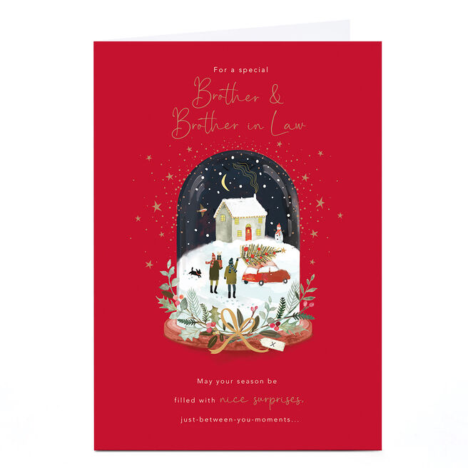 Christmas Card - Winter Cottage Snowglobe, Brother & Brother In Law