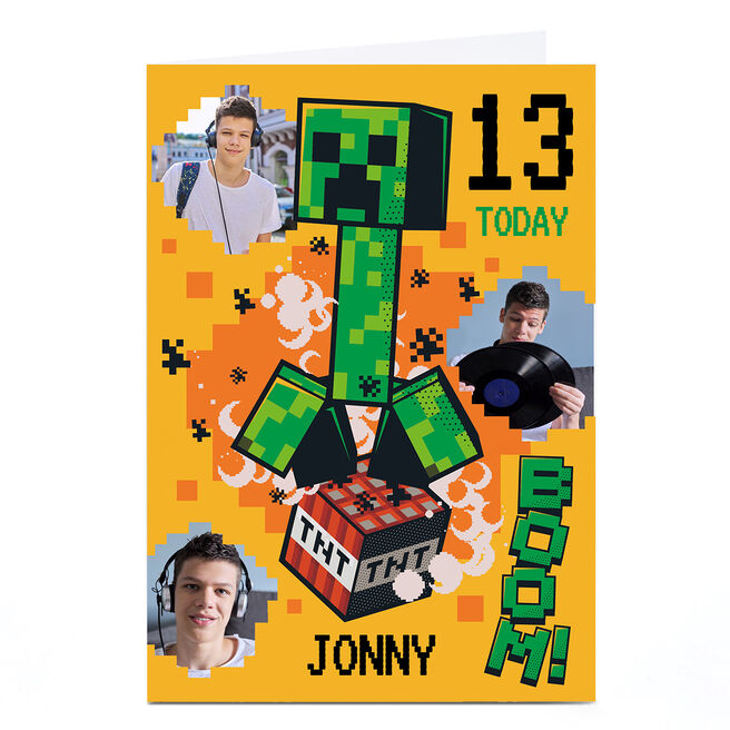 Personalised Birthday Card - Minecraft Photo Upload, Any Age, Any Name