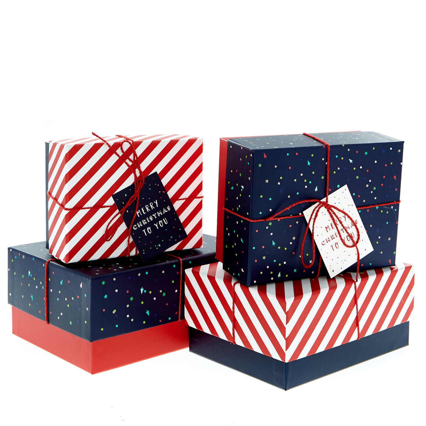 Buy Candy Stripes & Spots Christmas Gift Boxes Set Of 4 for GBP 9.56 Card Factory UK