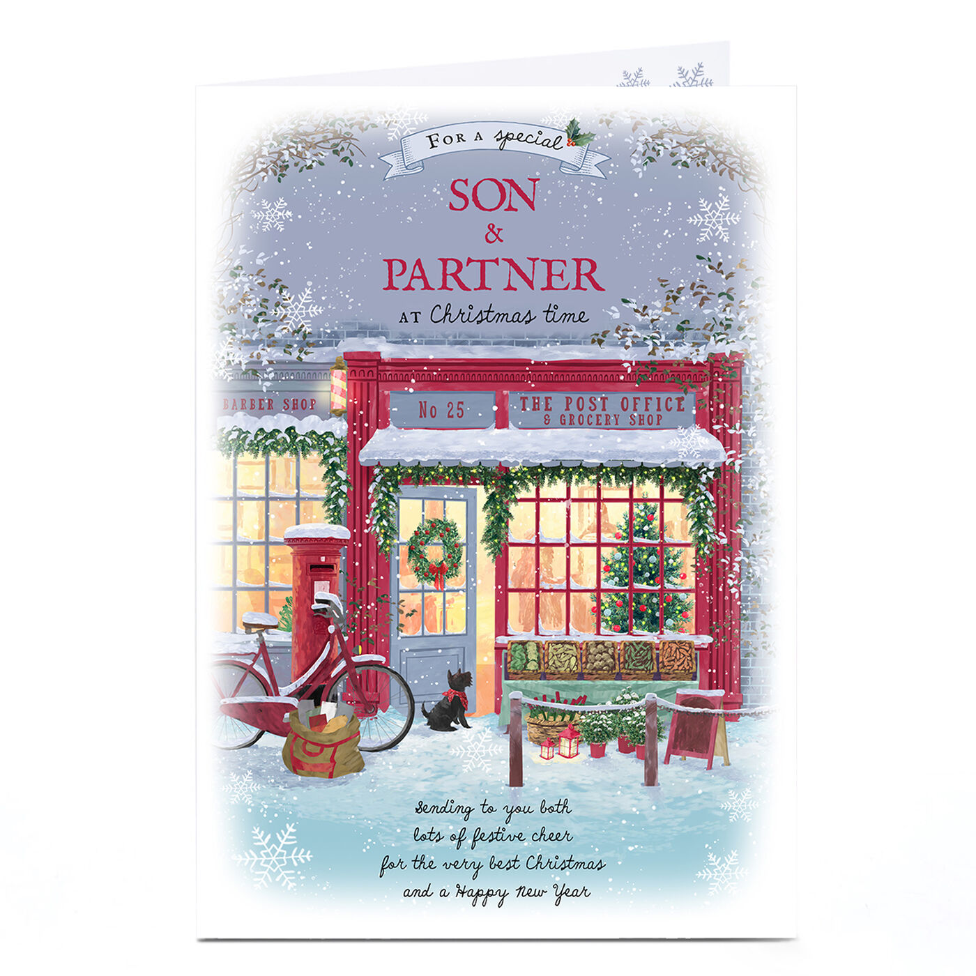 Buy Personalised Christmas Card Snowy Post Office, Any Names for GBP