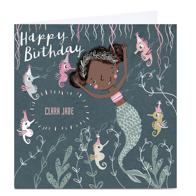Personalised Emma Valenghi Birthday Card - Mermaid