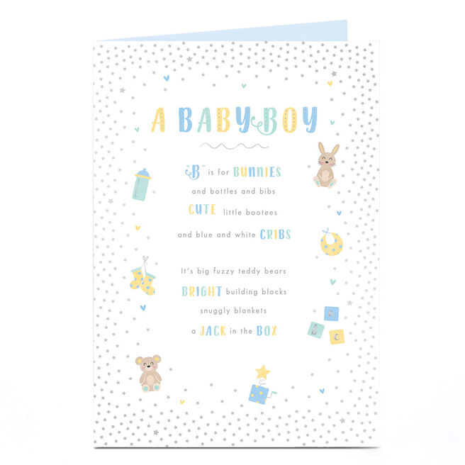 Personalised New Baby Card - Baby Boy Blue