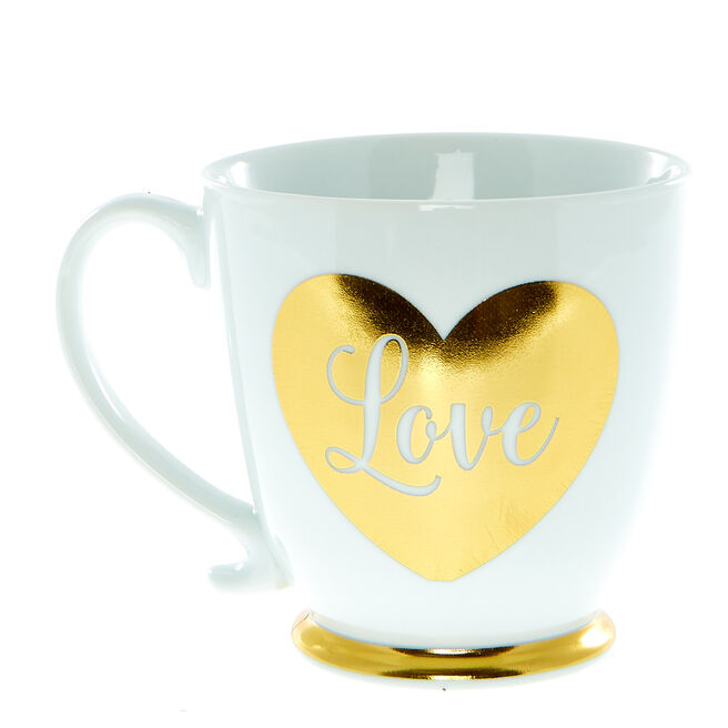 Ornate Gold & White Love Mug