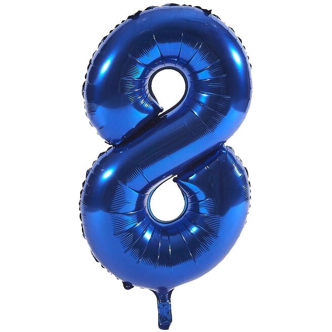 Blue Number 8 Foil Giant Helium Balloon (Deflated)