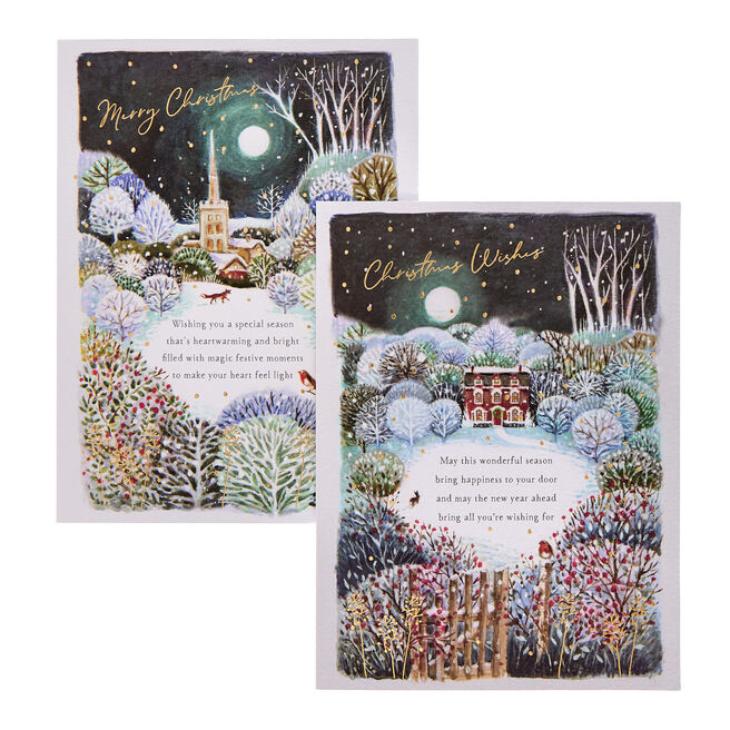 Deluxe Snowy Scene Charity Christmas Cards - Pack of 10 (2 Designs)