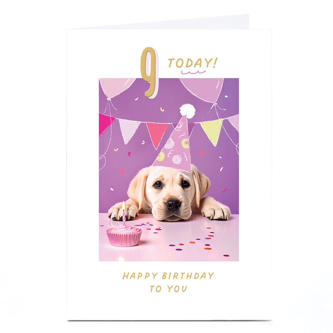9th Birthday Card - Perfect Like You Puppy and Cupcake
