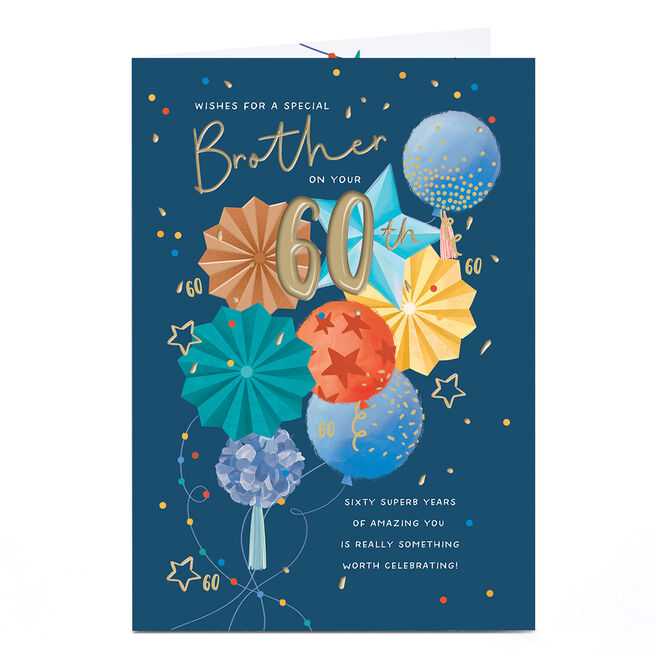 60th Birthday Card - Sixty Superb Years, Brother