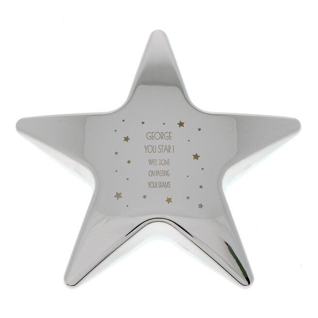 Personalised Engraved Silver Star Paperweight - Congratulations