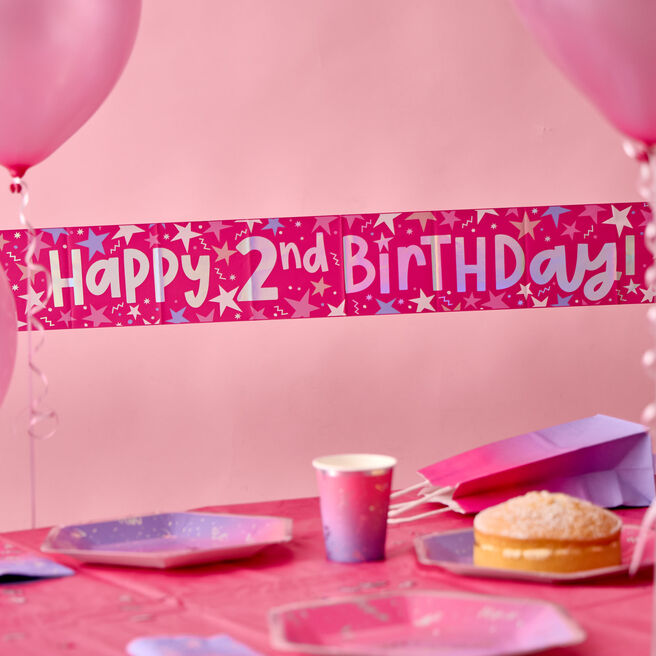 Happy 2nd Birthday Banner - Pink