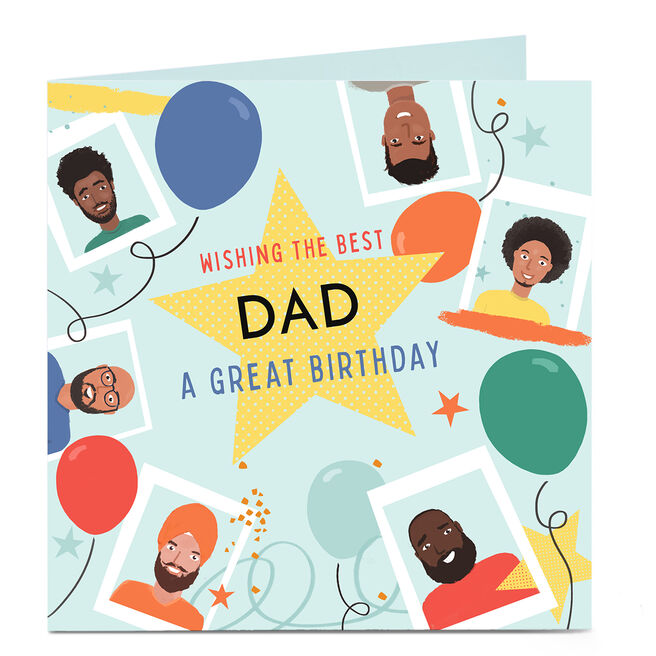 Personalised Any Recipient Star & Faces Square Birthday Card
