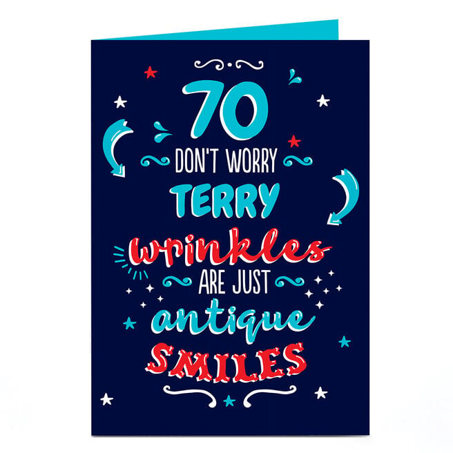 Personalised 70th Birthday Card - Antique Smiles