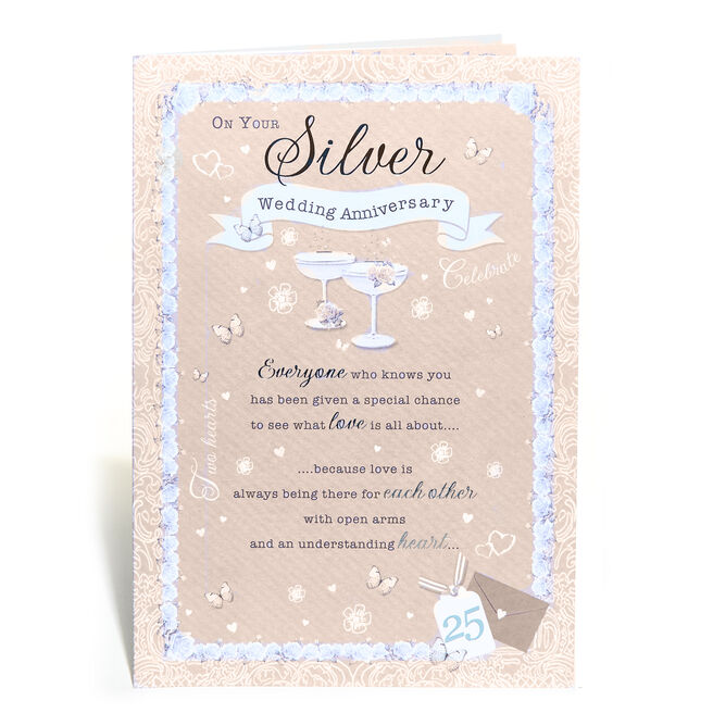 25th anniversary card silver wedding anniversary cards