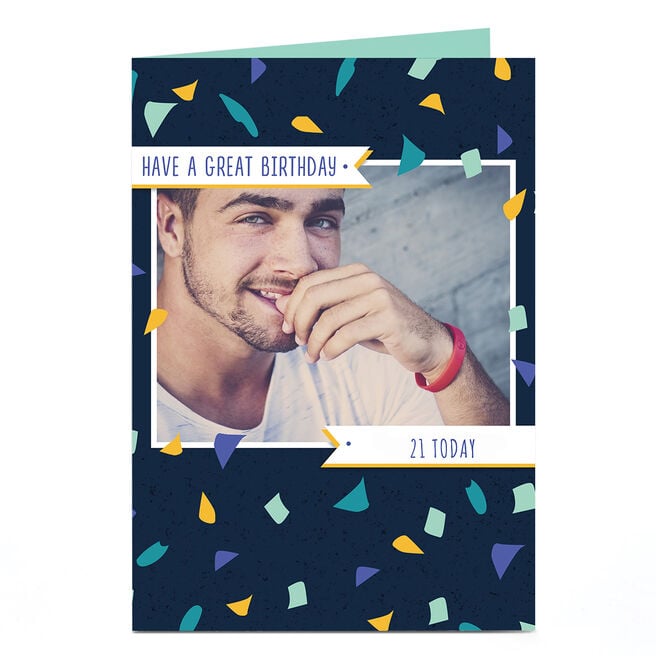 Photo Birthday Card - Confetti, Editable Age 