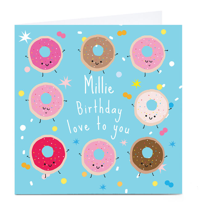 Personalised Squirrel Bandit Birthday Card - Love Donuts