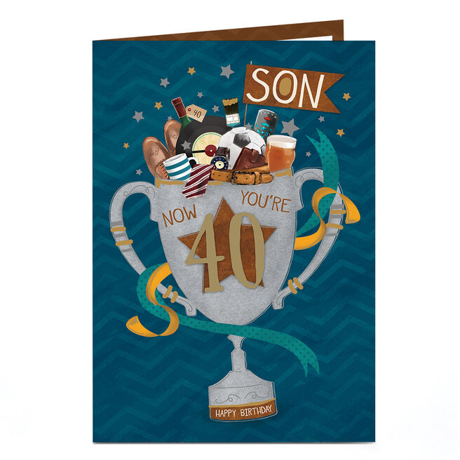 40th Birthday Card - Trophy Full of Treats, Son