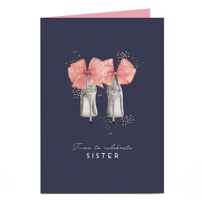 Birthday Card - Sparkle and Bows High Heels, Sister