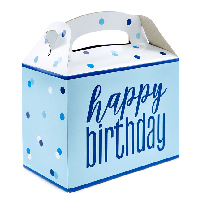 Blue Happy Birthday Party Boxes - Pack Of 6 