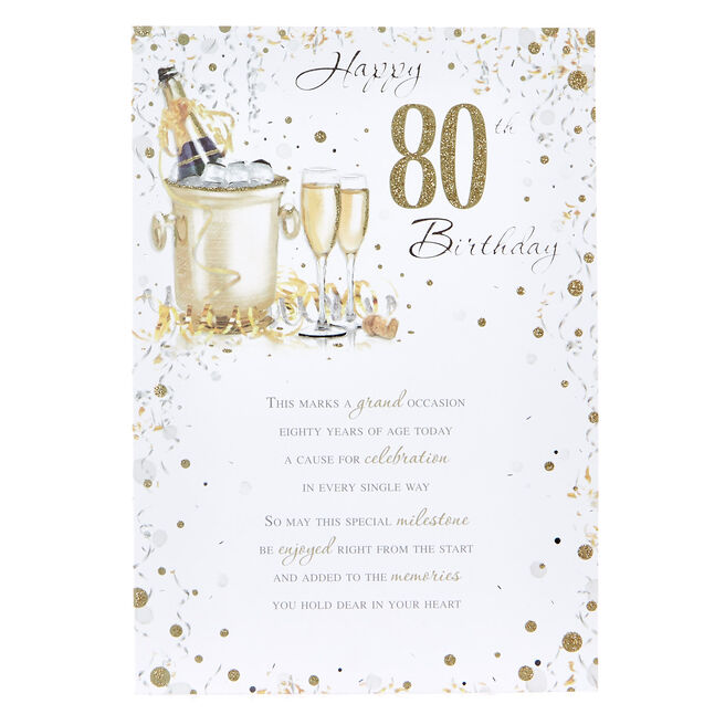 80th Birthday Card - Champagne on Ice 