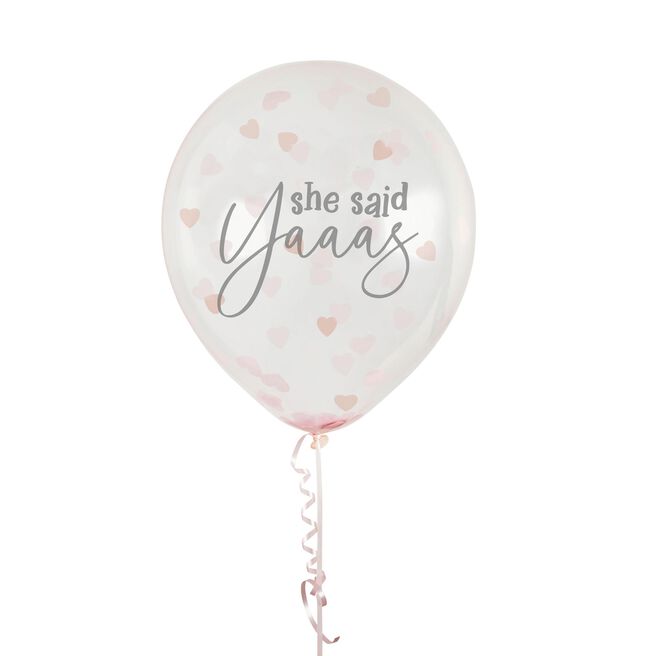 Rose Gold She Said Yaaas Confetti 12-Inch Latex Balloons - Pack of 5