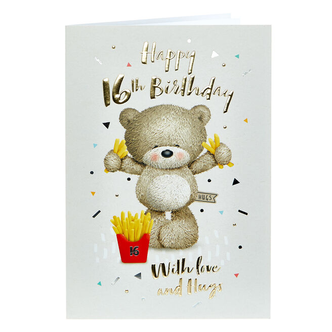 Hugs Bear 16th Birthday Card - Fries